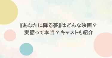 『あなたに降る夢』はどんな映画？実話って本当？キャストも紹介